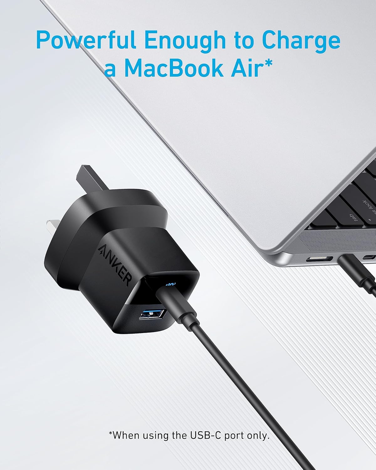 شاحن حائط USB-C Power Delivery بقوة 33 واط من Anker | أسود شاحن حائط USB-C Power Delivery بقوة 33 واط من Anker | أسود
